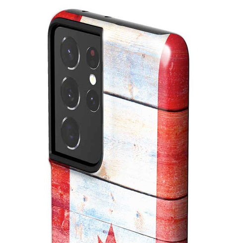 Canada Flag Light Wood Galaxy S21 Ultra 5G Pro Case