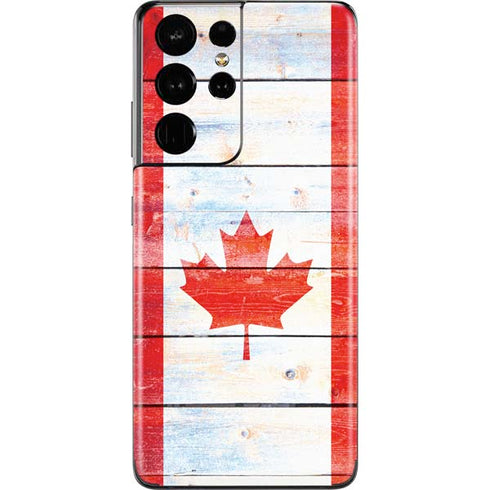 Canada Flag Light Wood Galaxy S21 Ultra 5G Skin