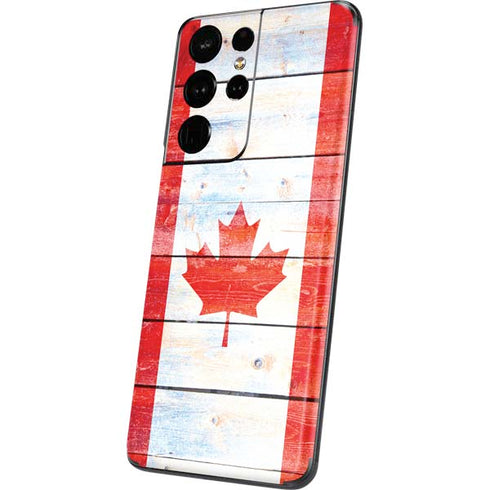 Canada Flag Light Wood Galaxy S21 Ultra 5G Skin