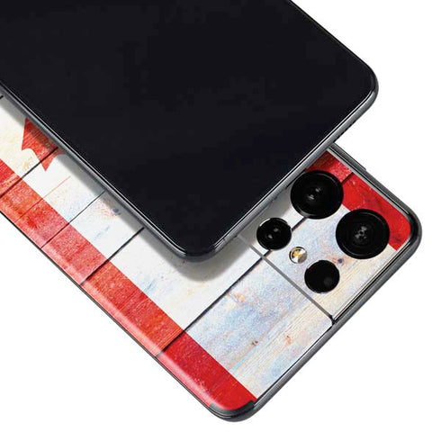 Canada Flag Light Wood Galaxy S21 Ultra 5G Skin