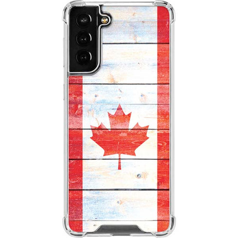 Canada Flag Light Wood Galaxy S22 Plus Clear Case