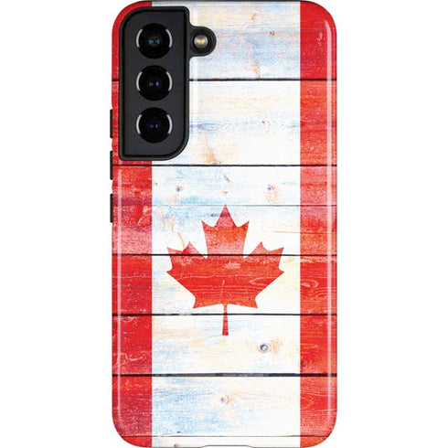Canada Flag Light Wood Galaxy S22 Pro Case