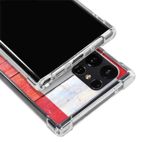 Canada Flag Light Wood Galaxy S22 Ultra Clear Case