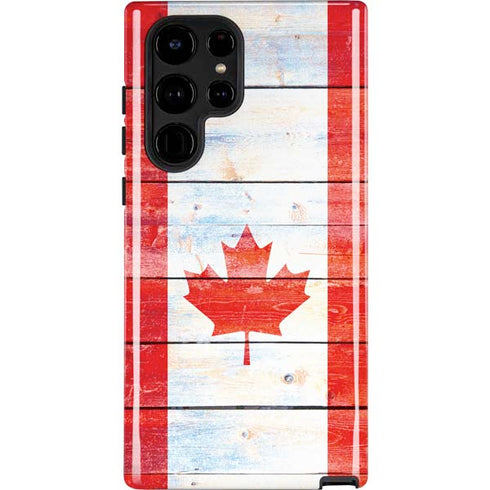 Canada Flag Light Wood Galaxy S22 Ultra Pro Case