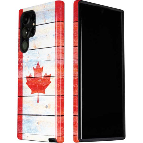 Canada Flag Light Wood Galaxy S22 Ultra Pro Case