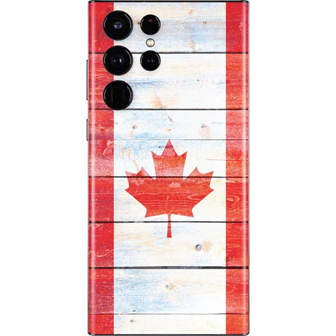 Canada Flag Light Wood Galaxy S22 Ultra Skin
