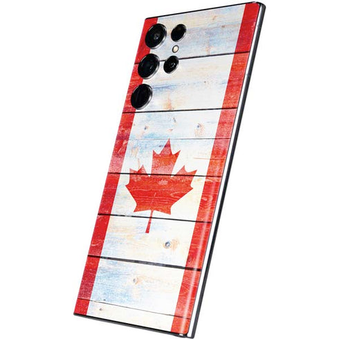 Canada Flag Light Wood Galaxy S22 Ultra Skin
