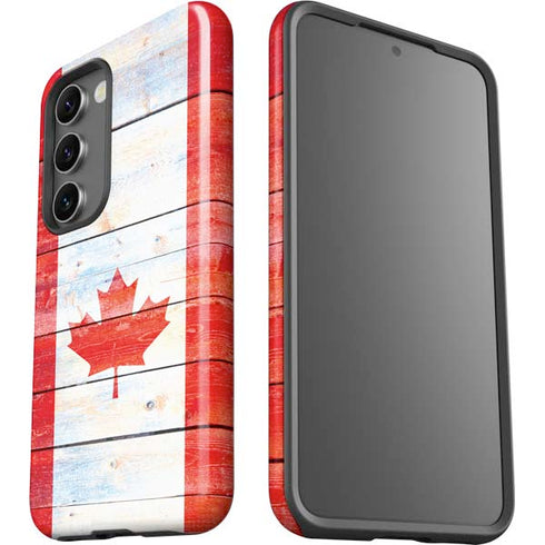 Canada Flag Light Wood Galaxy S23 Plus Pro Case
