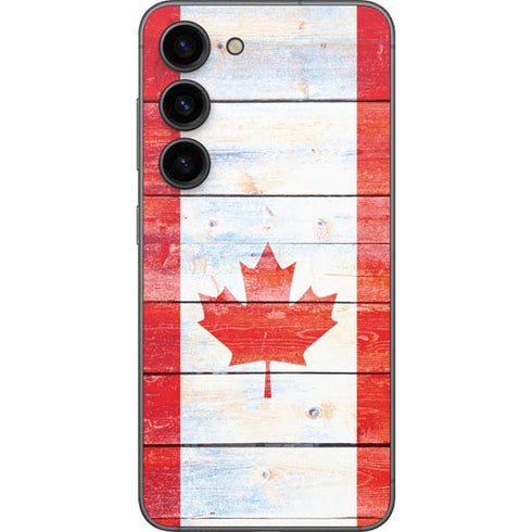 Canada Flag Light Wood Galaxy S23 Skin