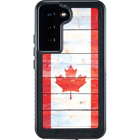 Canada Flag Light Wood Galaxy S23 Waterproof Case