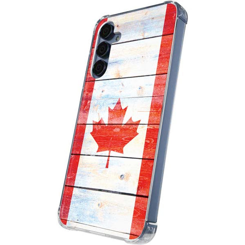 Canada Flag Light Wood Galaxy S24 Clear Case
