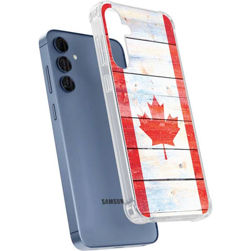 Canada Flag Light Wood Galaxy S24 Clear Case