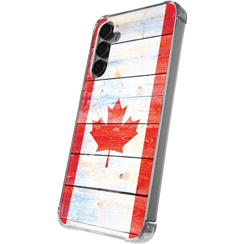 Canada Flag Light Wood Galaxy S24 Plus Clear Case