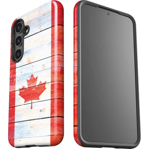 Canada Flag Light Wood Galaxy S24 Plus Impact Case