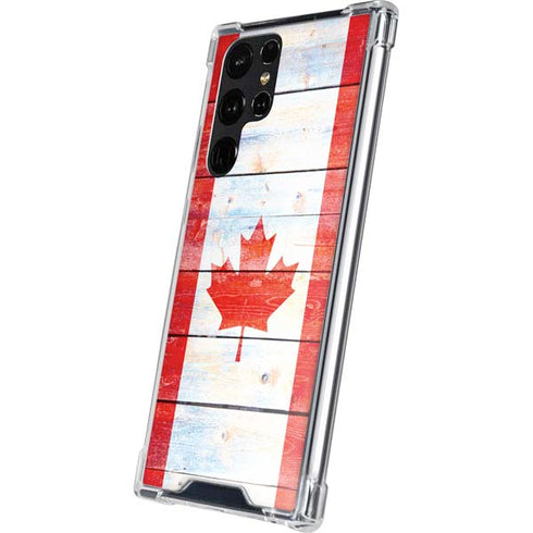 Canada Flag Light Wood Galaxy S24 Ultra Clear Case