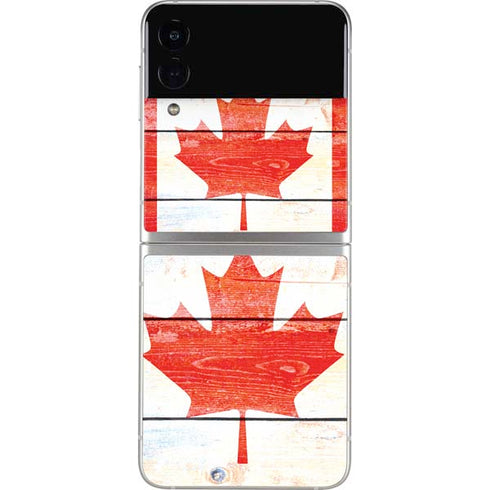 Canada Flag Light Wood Galaxy Z Flip3 5G Skin