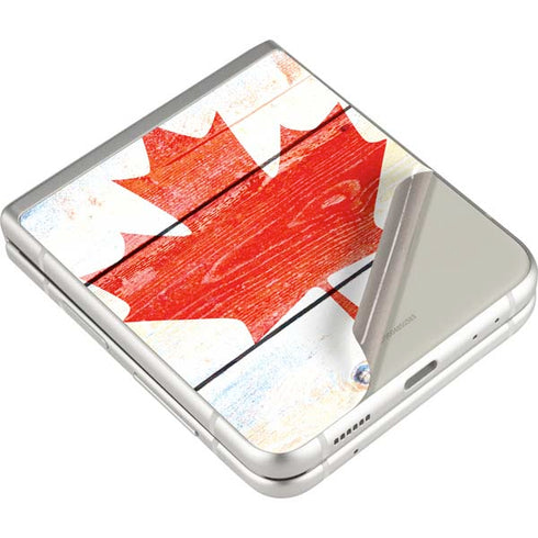 Canada Flag Light Wood Galaxy Z Flip3 5G Skin