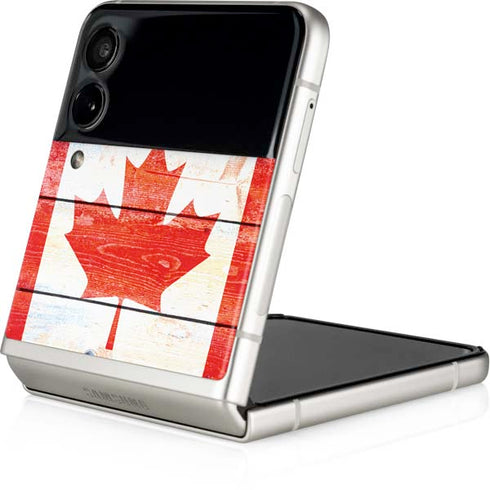 Canada Flag Light Wood Galaxy Z Flip3 5G Skin