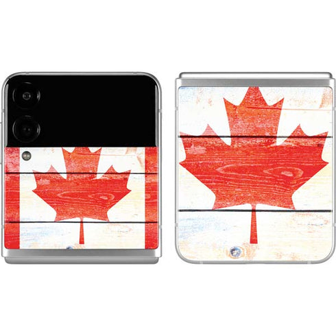 Canada Flag Light Wood Galaxy Z Flip4 5G Skin