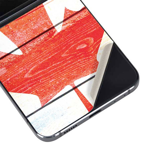 Canada Flag Light Wood Galaxy Z Flip5 5G Skin