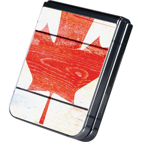 Canada Flag Light Wood Galaxy Z Flip5 5G Skin