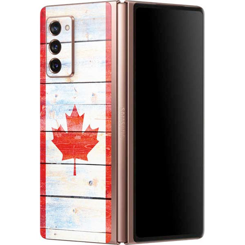 Canada Flag Light Wood Galaxy Z Fold2 5G Skin