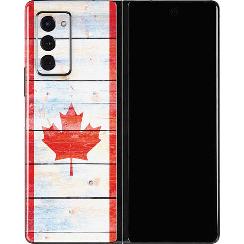 Canada Flag Light Wood Galaxy Z Fold2 5G Skin