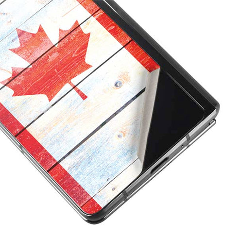 Canada Flag Light Wood Galaxy Z Fold2 5G Skin