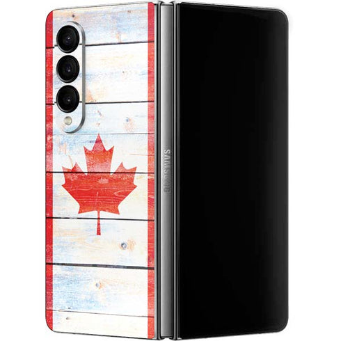 Canada Flag Light Wood Galaxy Z Fold4 5G Skin