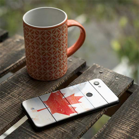 Canada Flag Light Wood Google Pixel 3a Skin