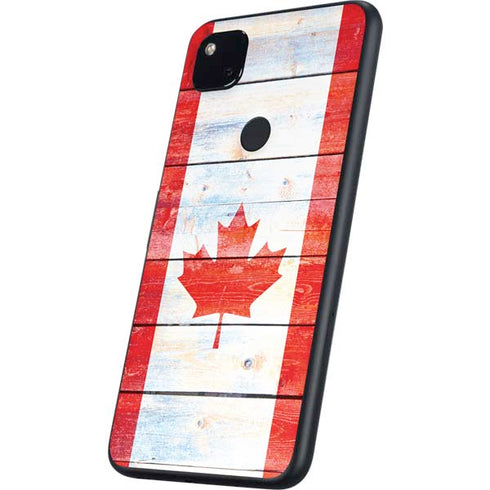Canada Flag Light Wood Google Pixel 4a Skin