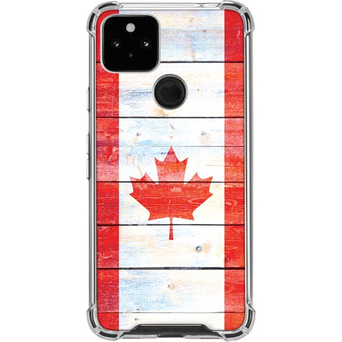 Canada Flag Light Wood Google Pixel 5a 5G Clear Case