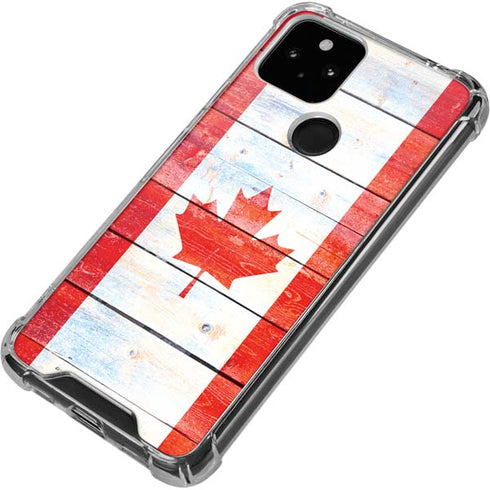 Canada Flag Light Wood Google Pixel 5a 5G Clear Case