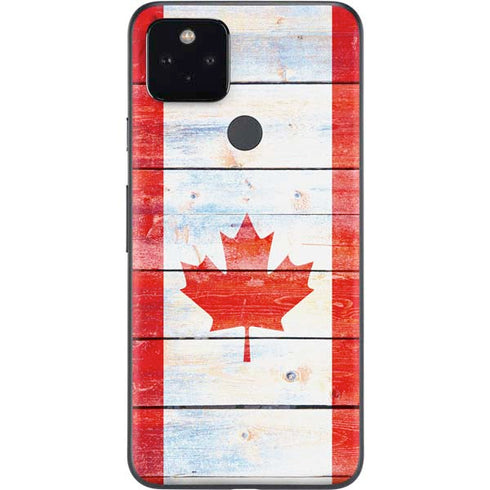 Canada Flag Light Wood Google Pixel 5a Skin