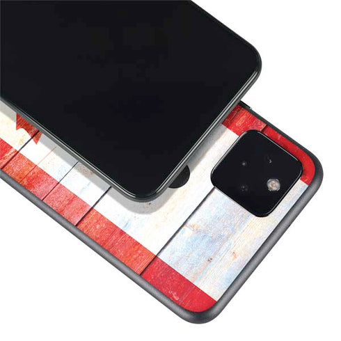 Canada Flag Light Wood Google Pixel 5a Skin