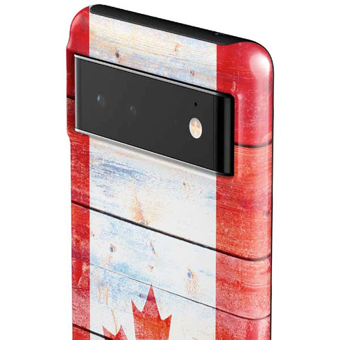 Canada Flag Light Wood Google Pixel 6 Case