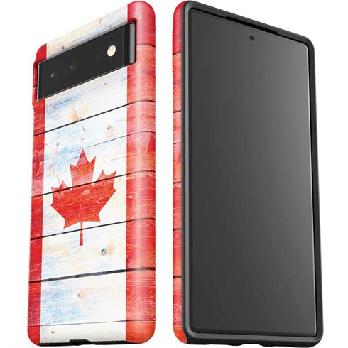 Canada Flag Light Wood Google Pixel 6 Case