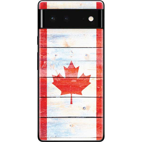 Canada Flag Light Wood Google Pixel 6 Skin
