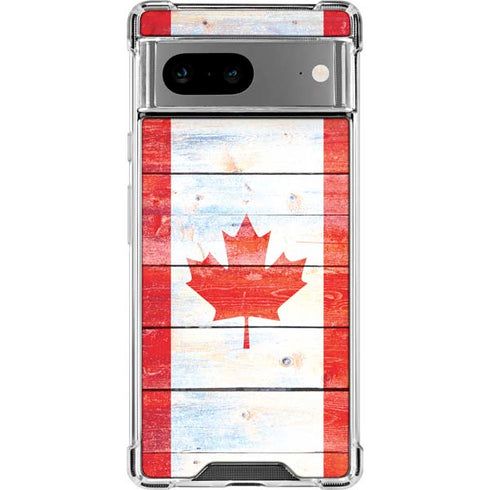 Canada Flag Light Wood Google Pixel 8 Clear Case