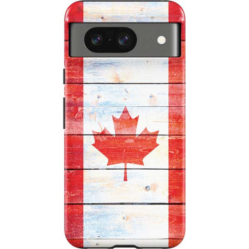 Canada Flag Light Wood Google Pixel 8 Impact Case