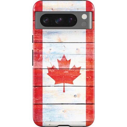 Canada Flag Light Wood Google Pixel 8 Pro Impact Case