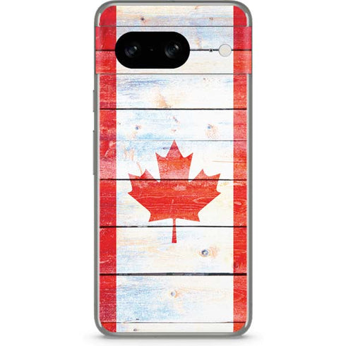Canada Flag Light Wood Google Pixel 8 Skin