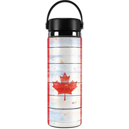 Canada Flag Light Wood Hydro Flask 20oz Wide Mouth Skin