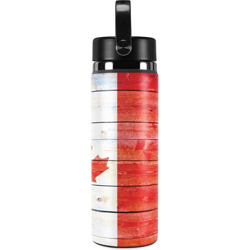 Canada Flag Light Wood Hydro Flask 20oz Wide Mouth Skin