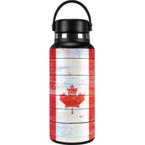 Canada Flag Light Wood Hydro Flask 32oz Wide Mouth Skin