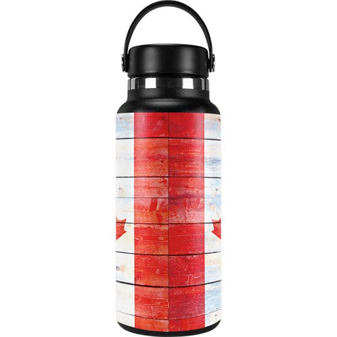 Canada Flag Light Wood Hydro Flask 32oz Wide Mouth Skin