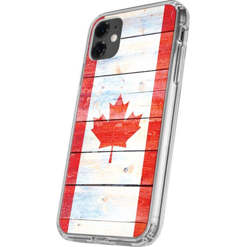 Canada Flag Light Wood iPhone 11 Clear Case