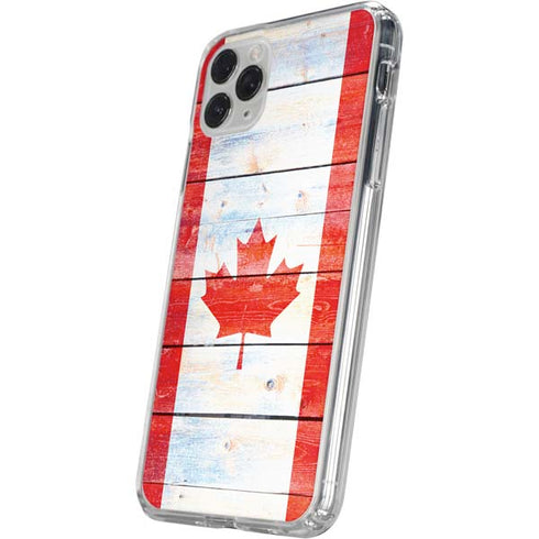 Canada Flag Light Wood iPhone 11 Pro Clear Case