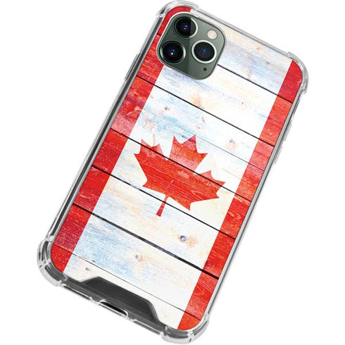 Canada Flag Light Wood iPhone 11 Pro Max Clear Case