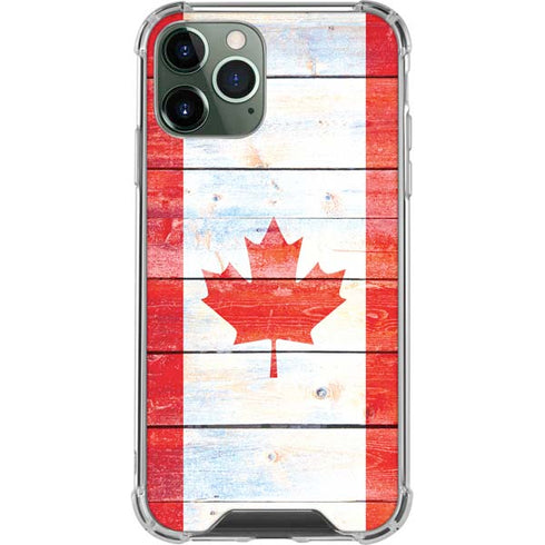 Canada Flag Light Wood iPhone 11 Pro Max Clear Case